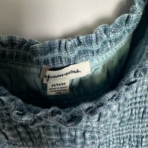 American Eagle Outfitters Gingham Long Sleeve Dress Smocked Cottagecore Medium - Picture 4 of 10